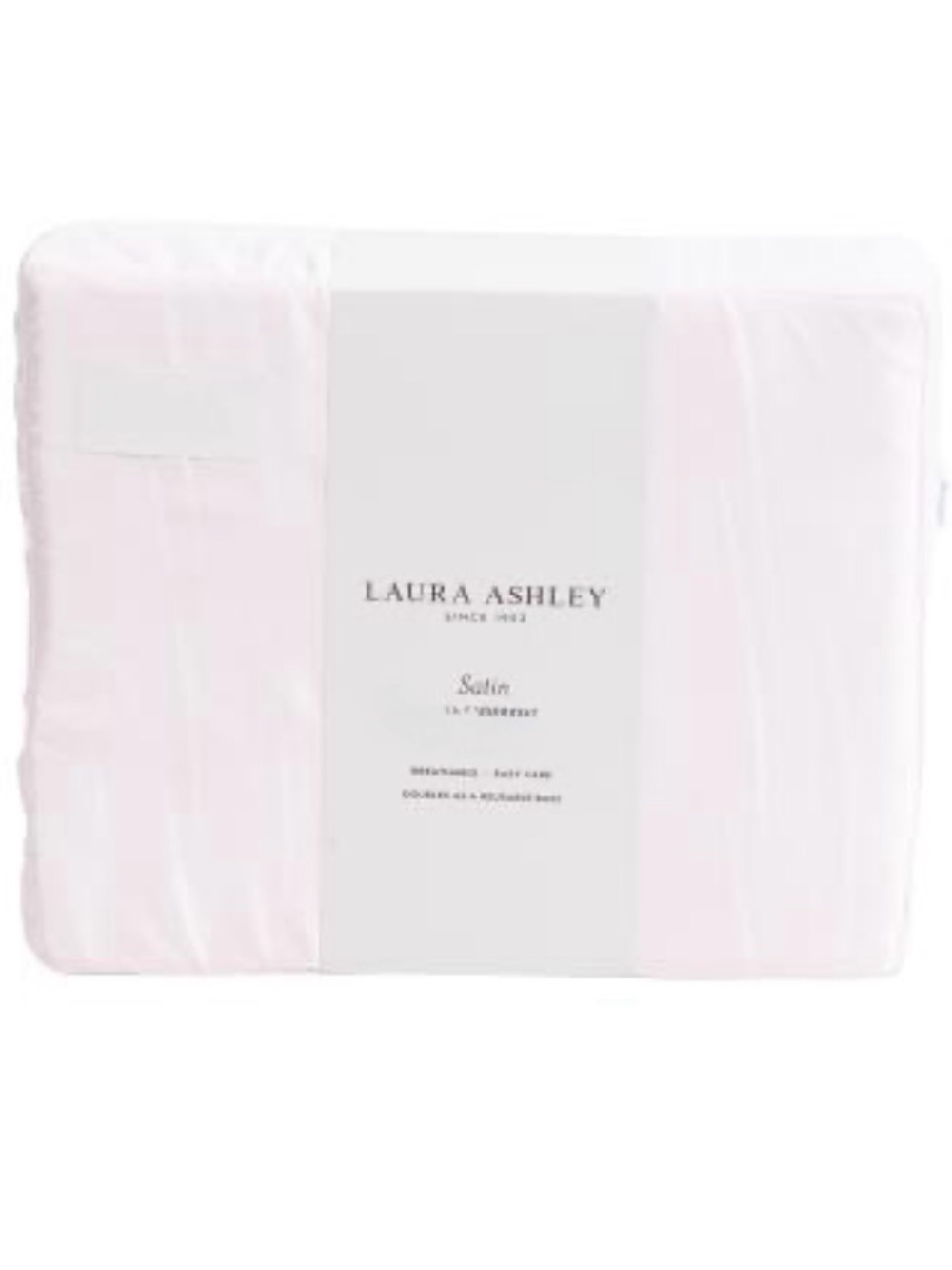 Satin Bliss Pale PINK Laura Ashley Queen Sheet Set - BONUS Storage Bag NWT